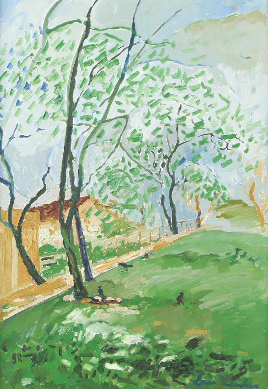 LARS HERDER. Park motif, oil on canvas, signed.