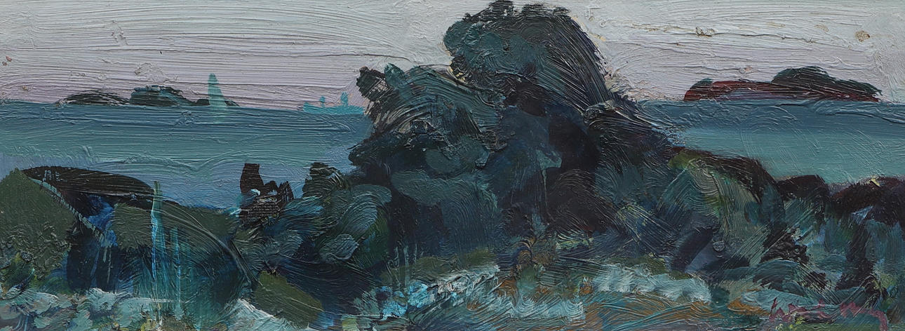 BERTIL WAHLBERG. Oil on panel, coastal motif, signed.