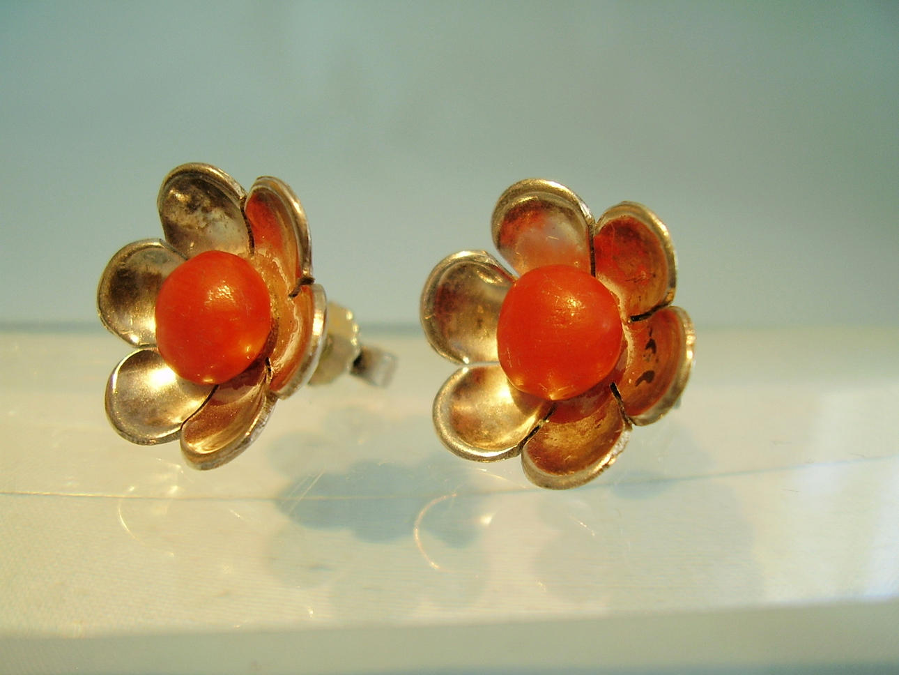 ANTIK KORALL ÖRHÄNGEN silver 835.