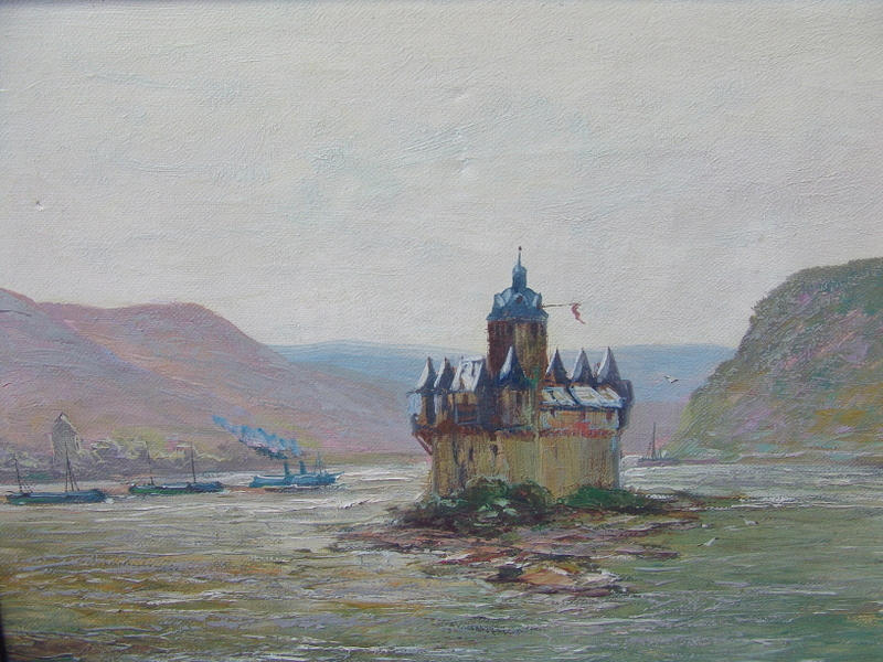 DEUTSCHER MALER DER 30ER JAHRE. Kaub slott i Rhen.