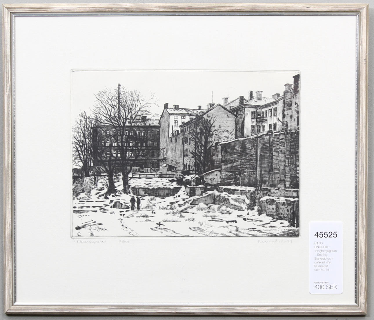 HANS LINDROTH. "Högbergsgatan". Etsning. Signerad och daterad -79. Numrerad 90/150.