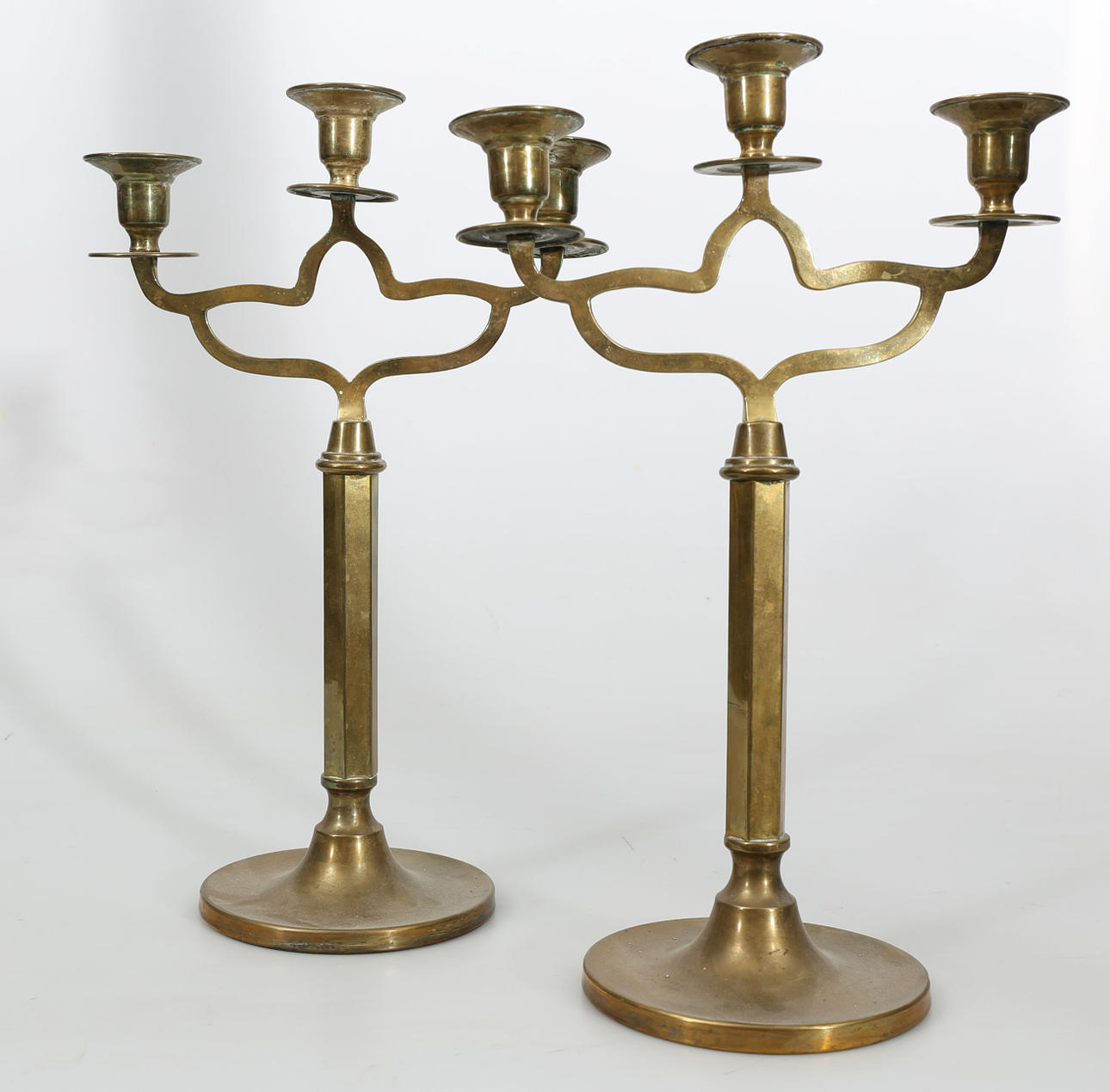 LJUSSTAKAR, gulmetall, 2 stycken, 3 armar, Jugend.