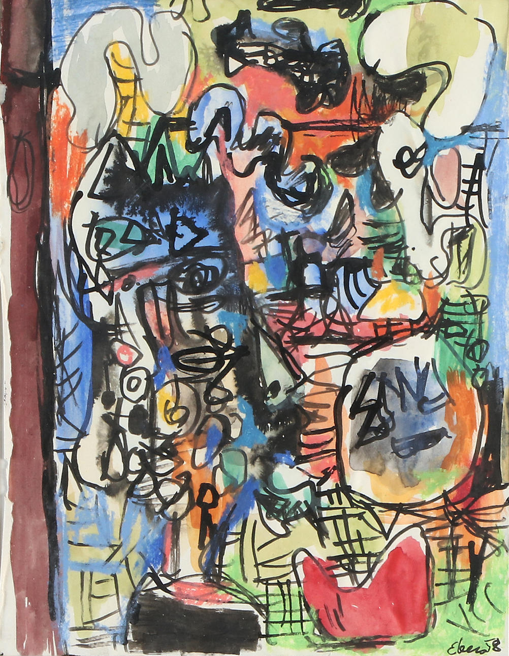 ROBERT EBERS. Mixed media. Composition. Signed.