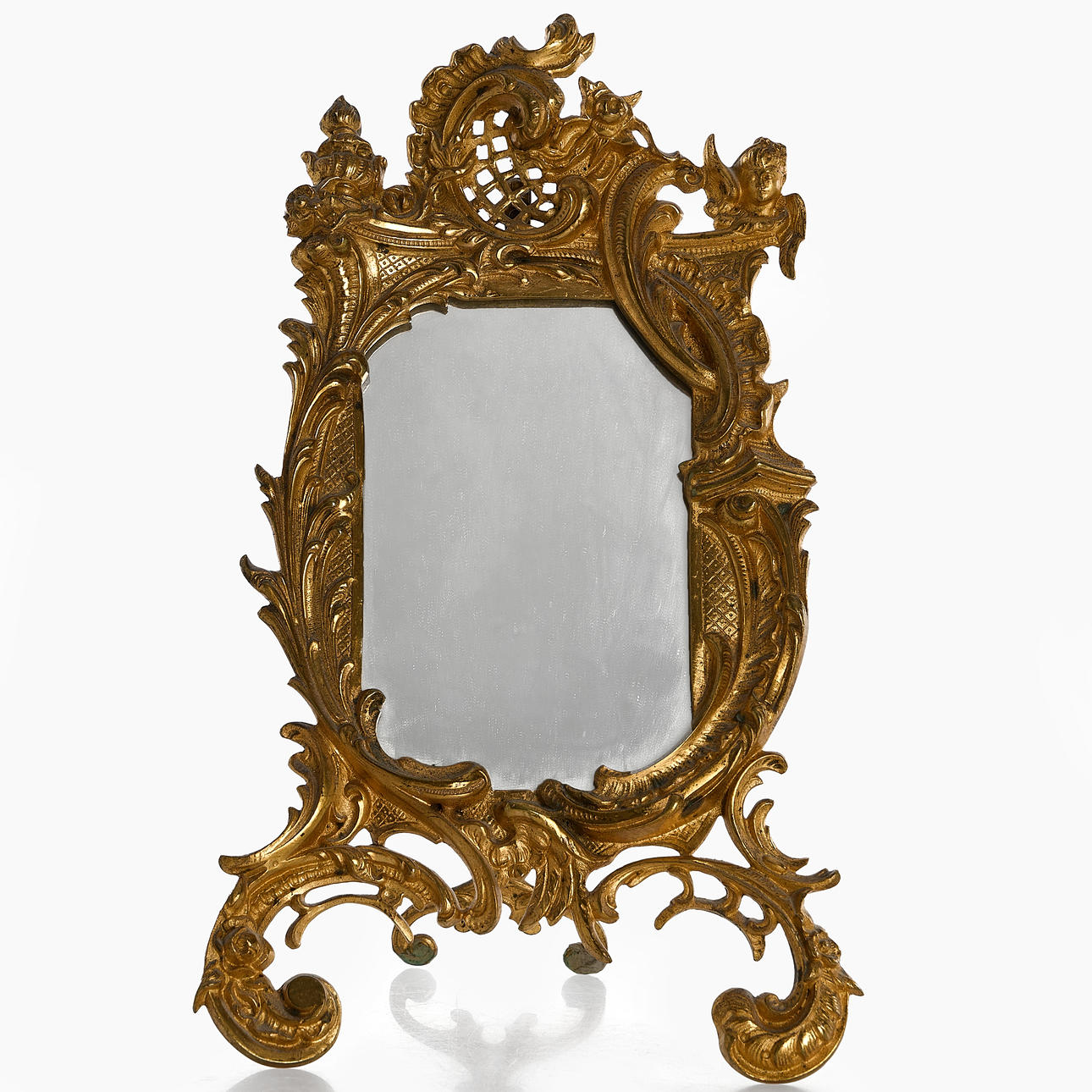 TABLE MIRROR, Rococo frame, 20th century, gilt metal with openwork ...