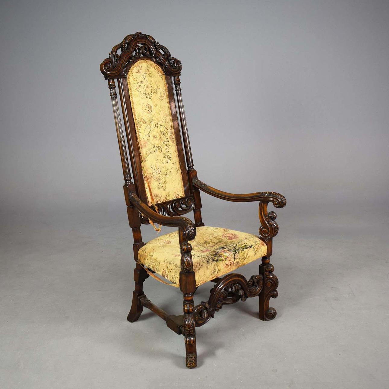 EARLY 20TH CENTURY CAROLEAN STYLE WALNUT THRONE CHAIR. Furniture ...