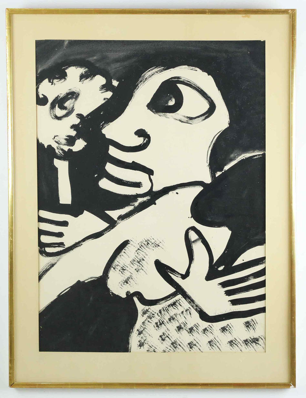 BENGT LINDSTRÖM. Gouache, Figure composition, signed.