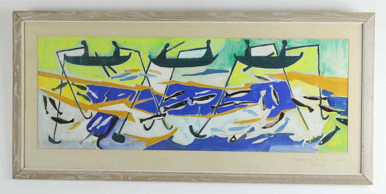 BENGT LINDSTRÖM. Gouache, “Pisces”, unsigned.