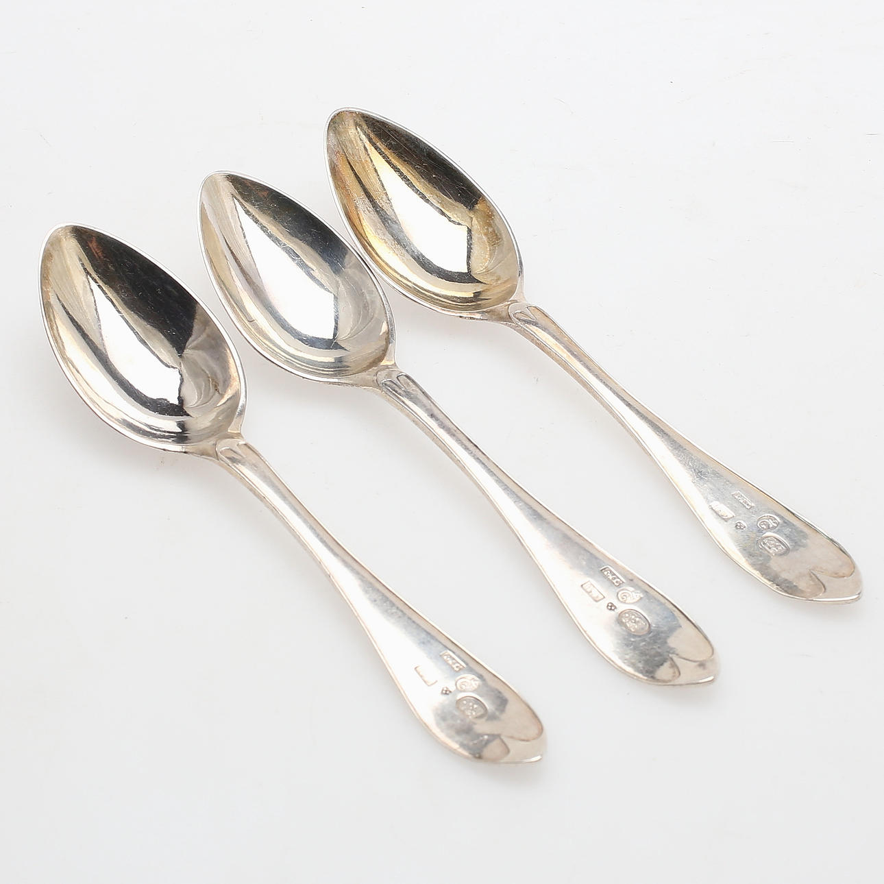 SKEDAR, 3 st, silver, modell "Svensk spetsig", Magnus Ljungqvist, Kristianstad, 1808, vikt 123,41 gram.