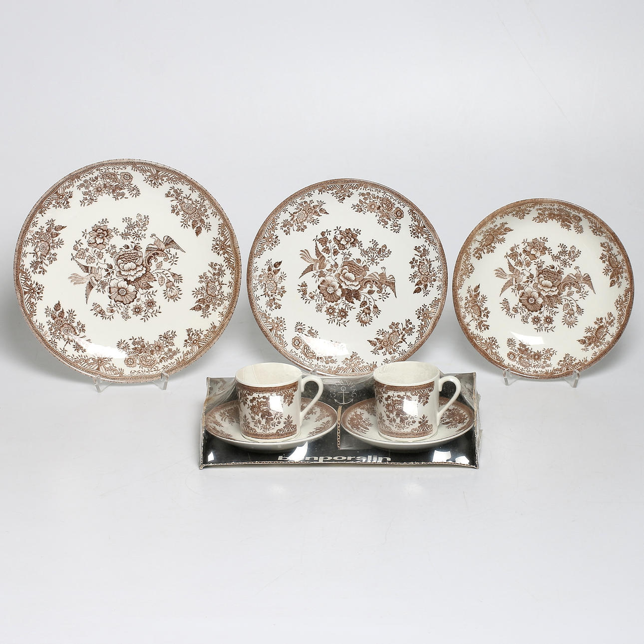 MATSERVIS, 62 delar, benporslin, "Fasan", Old Gustavsberg, 1900-talets andra hälft.