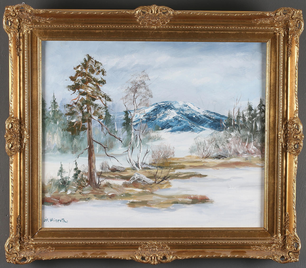 JF WINROTH. Fjällmotiv, olja på duk, signerad.