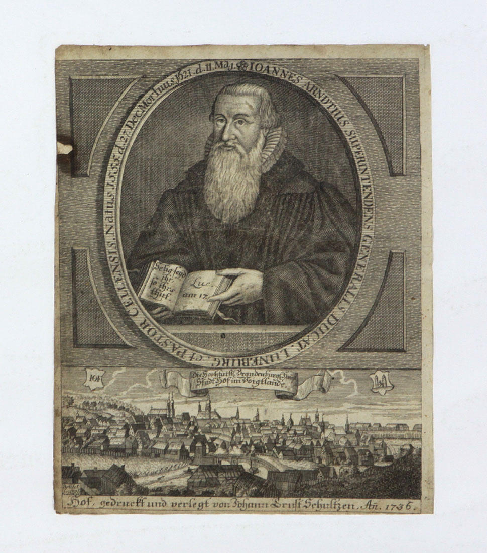 UTSIKT ÖVER GÅRDEN OMKRING 1736, koppargravyr, 16,5 x 20,5 cm.