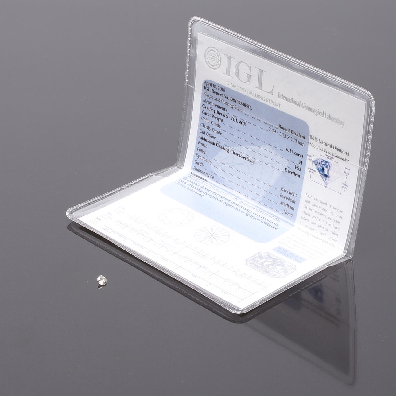 DIAMANT, briljantslipad, 0,17 carat, Wesselton vit.