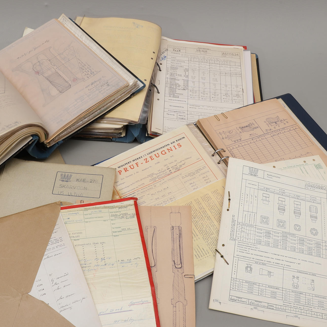 SAAB AERO, documents, drawings, etc., 1950s/60s.