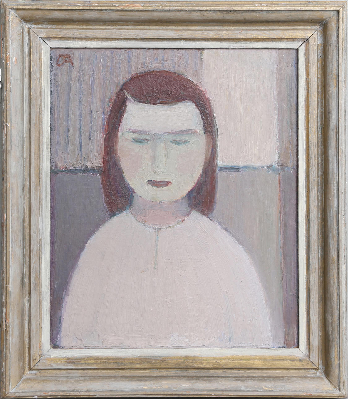 OIDENTIFIERAD KONSTNÄR. Porträtt, olja på pannå, monogramsignerad.