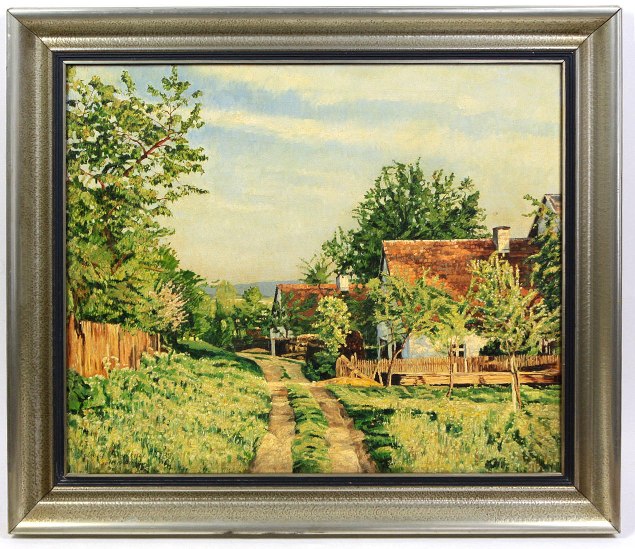 HELMUT BRÜCKNER, afton i Gottersdorf, 1938, 67 x 58 cm.