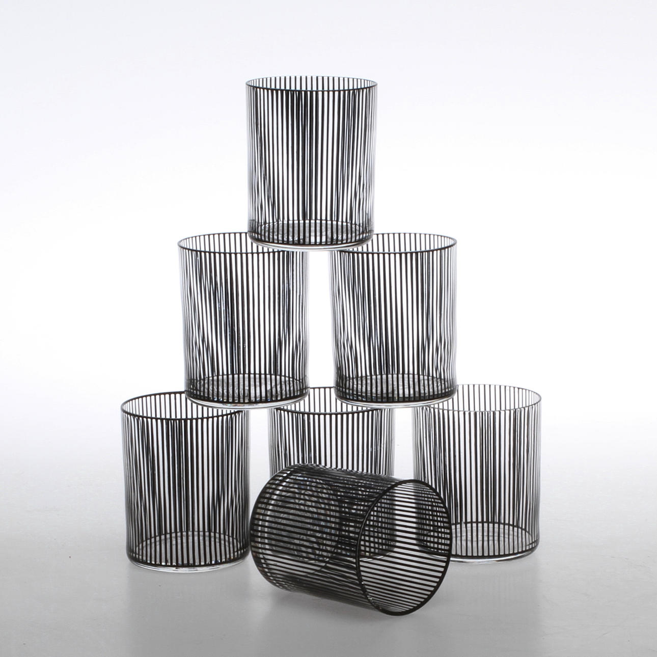 SELTERGLAS / TUMLARE, 7 st, "Stripe", Bengt Orup, Johansfors.