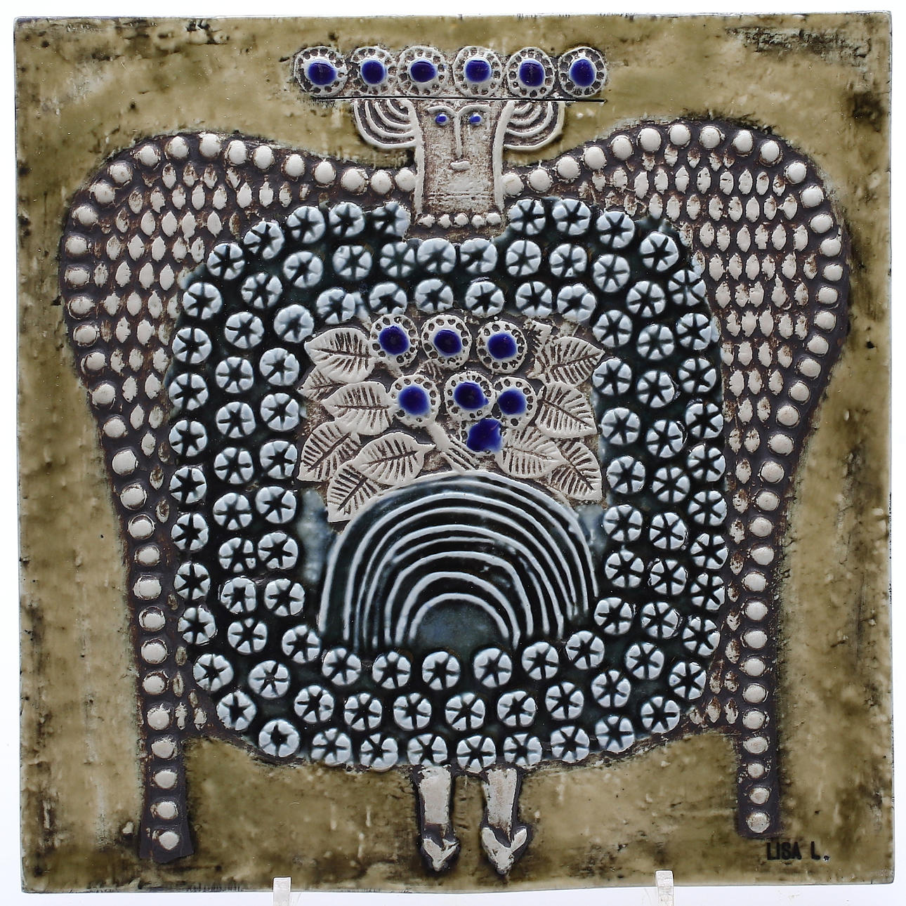 VÄGGRELIEF, keramik, Lisa Larson, Gustavsberg, 1900-talets tredje kvartal.