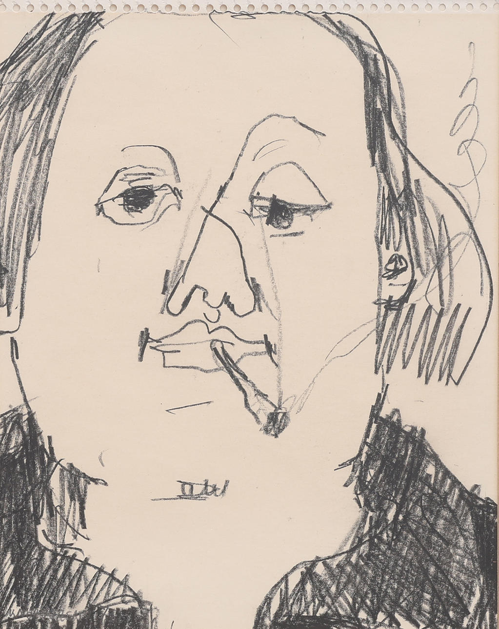 HANS WIGERT. PORTRAIT WITH CIGARETTE.