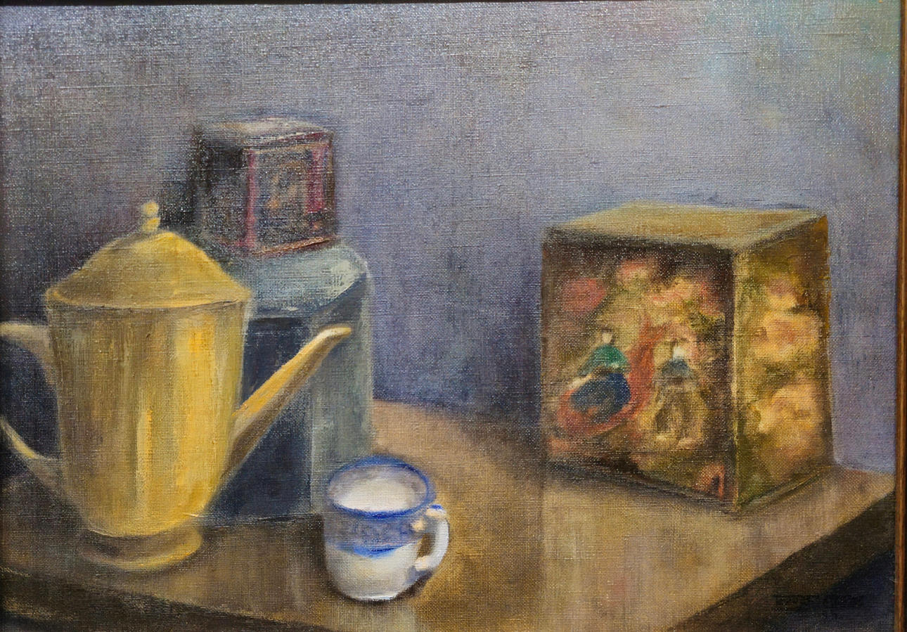 STILL LIFE AS A BEDSIDE TABLE. OIL ON CANVAS. ANONYMOUS.