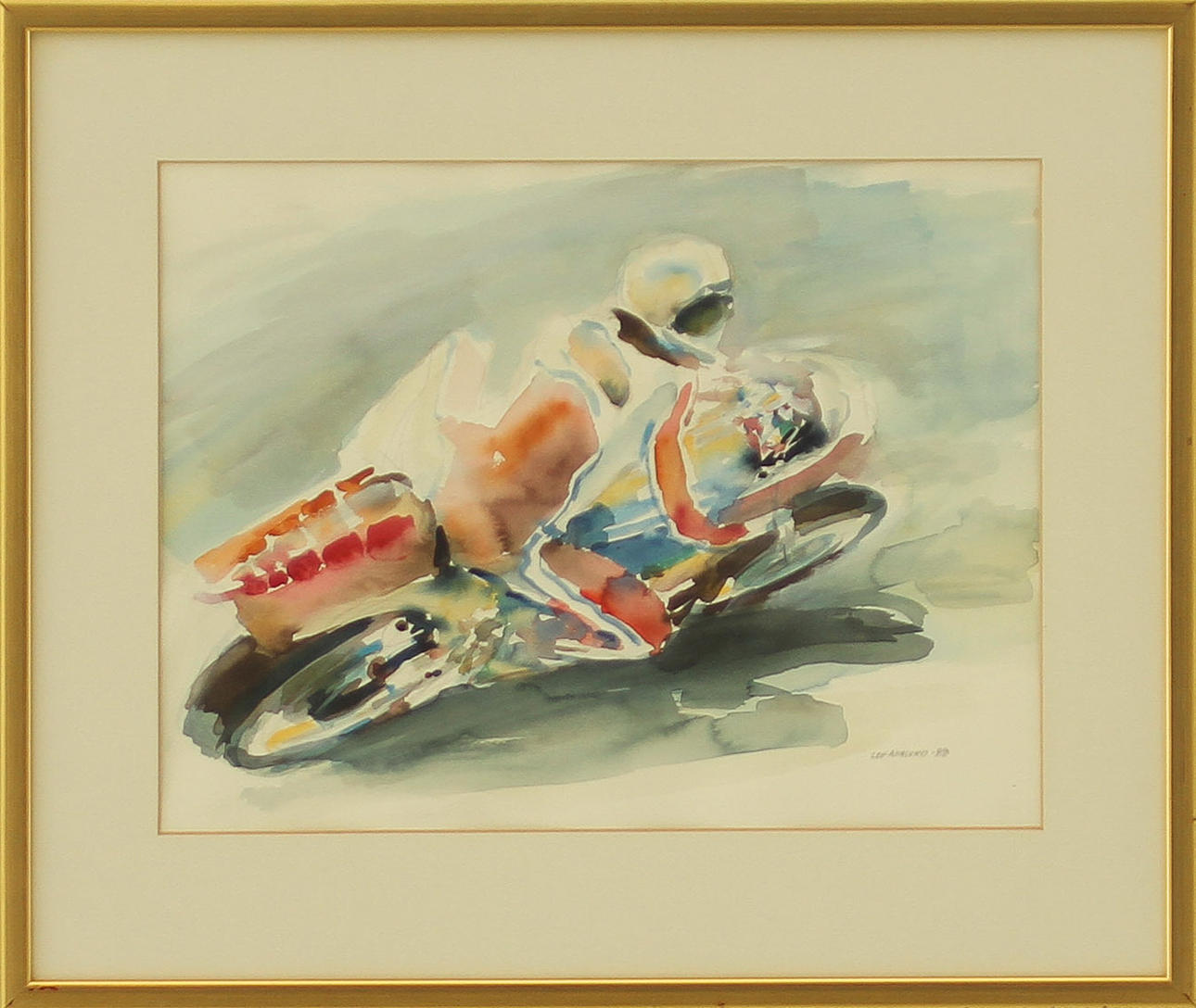 LEIF AHNLUND. Motorcykel, akvarell, signerad och daterad -88.