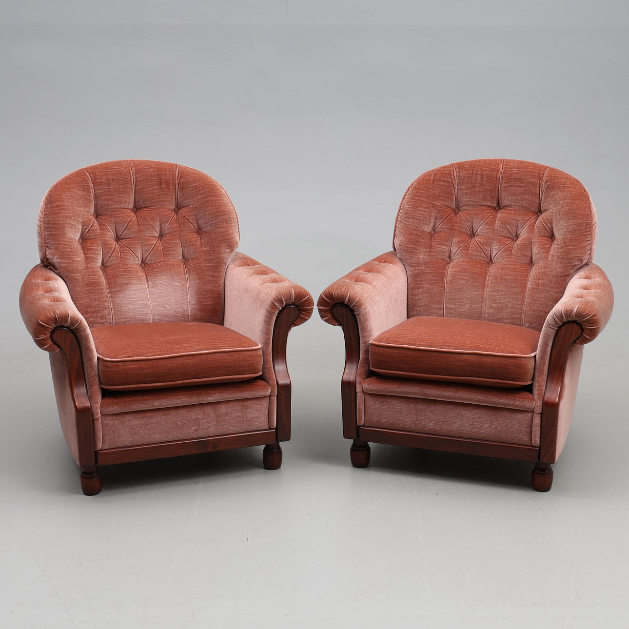 Nojatuolit, 2 kpl. Pehmo verhoilu, Br. Andersson.