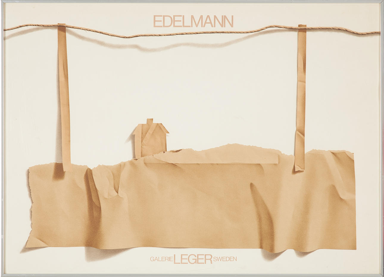 YRJÖ EDELMANN. Composition with package, lithographic poster, Galerie Leger (Malmö).