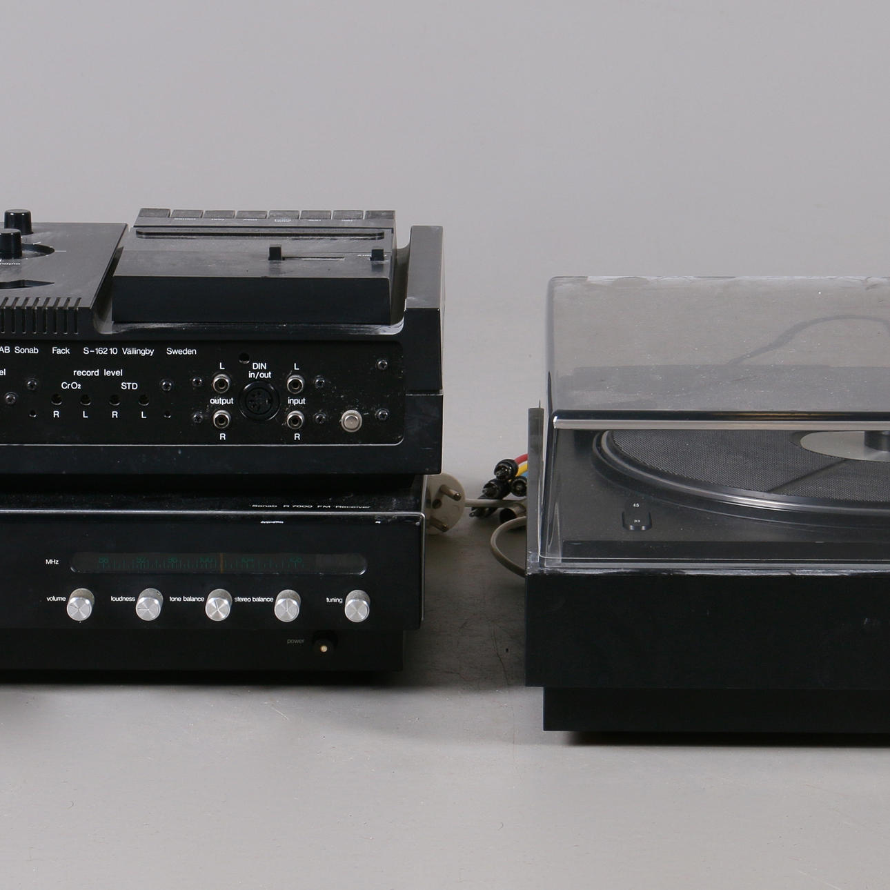 SKIVSPELARE, reciever samt kasettdäck, Sonab, 1900-talets andra hälft.