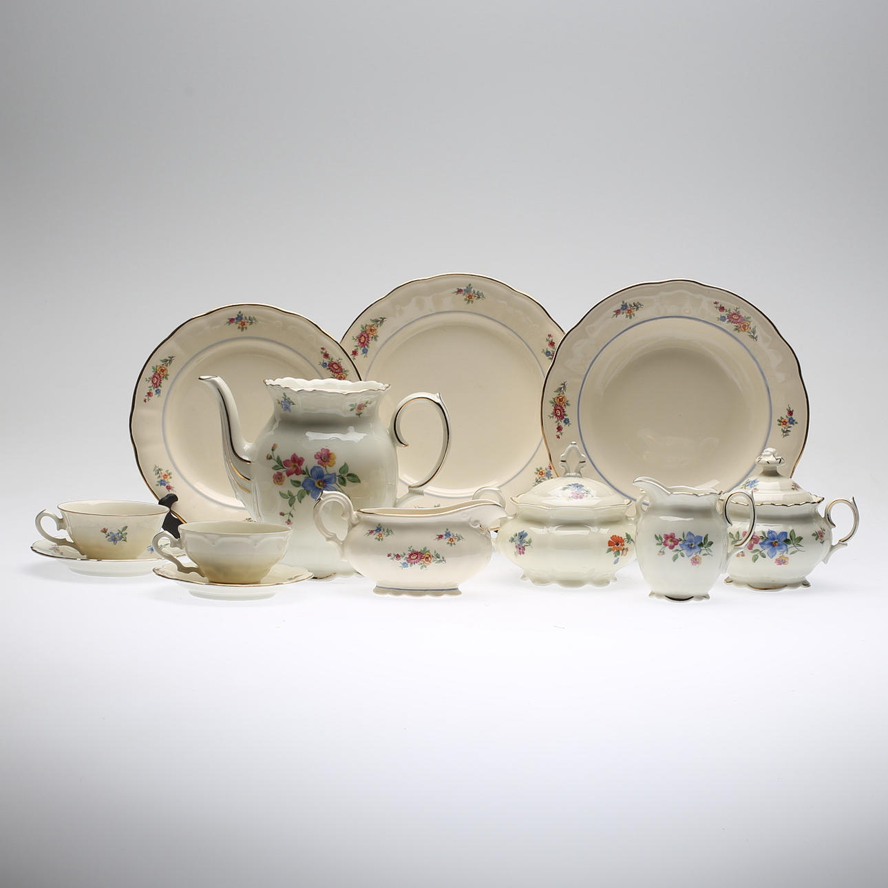 MAT-/KAFFESERVIS, 53 delar, porslin, "Linda", Rörstrand samt Hackefors.