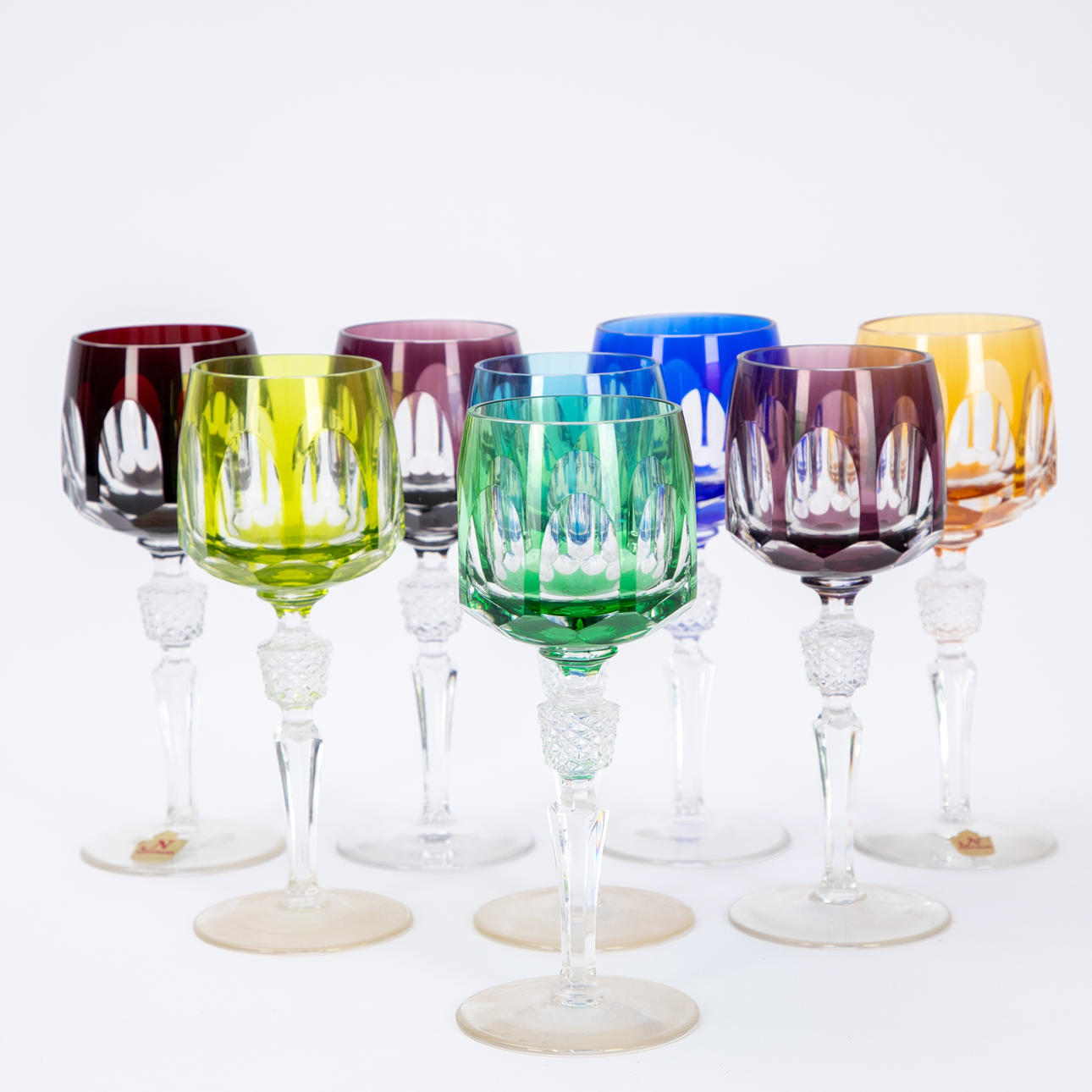 Eight Romans with cut decoration, Nachtmann, Neustadt a. d. Waldnaab, 2nd 2nd half of the 20th century. Glass - Art glass