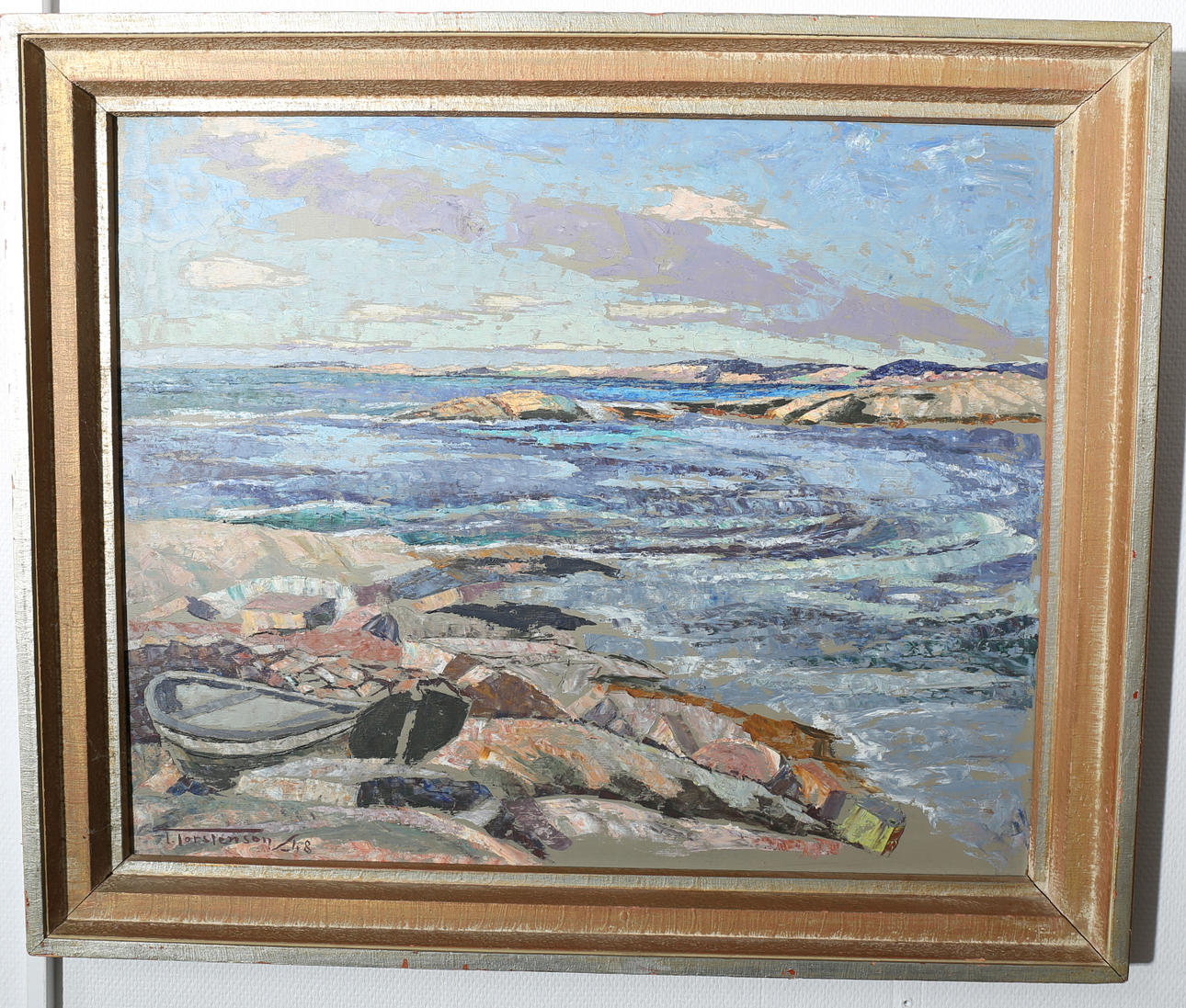 TORSTEN TORSTENSSON. Olja på pannå, "Höst-Västkusten", signerad T Torstensson, daterad a tergo 1948.
