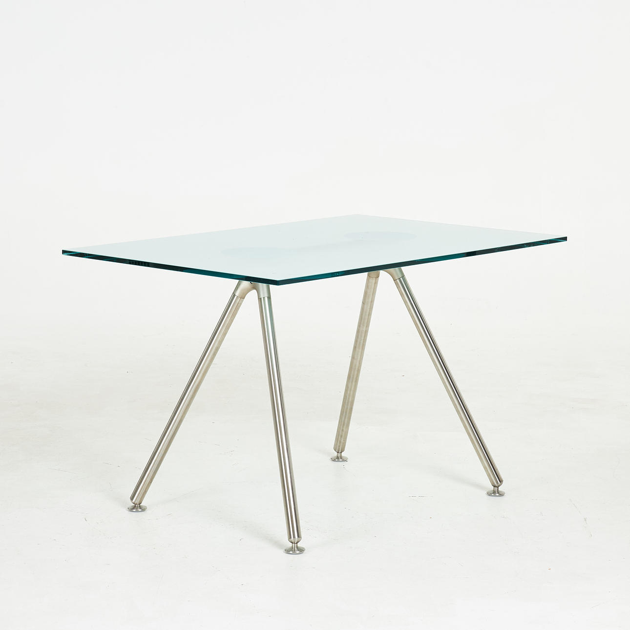 TABLE. Bulthaup, second half of the 20th century, glass disc, chrome ...