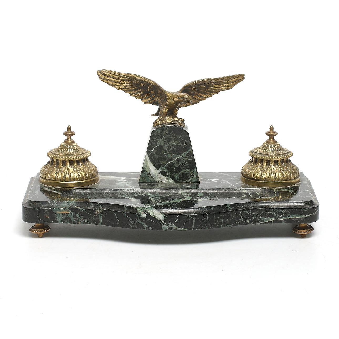 SKRIVSTÄLL, marmor och mässing, 18/1900-tal.