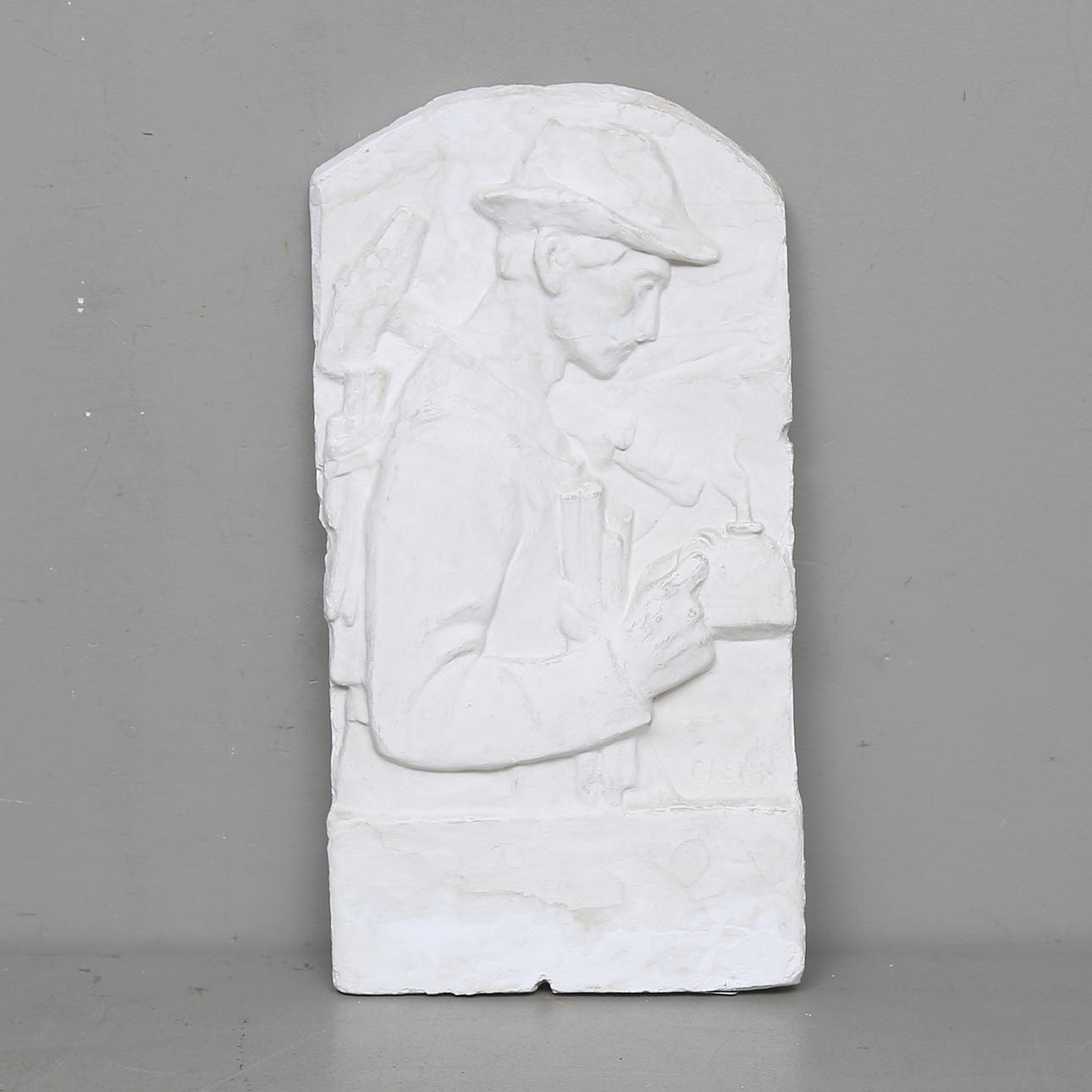 CARL ELDH. VÄGGRELIEF, gips. Signerad.