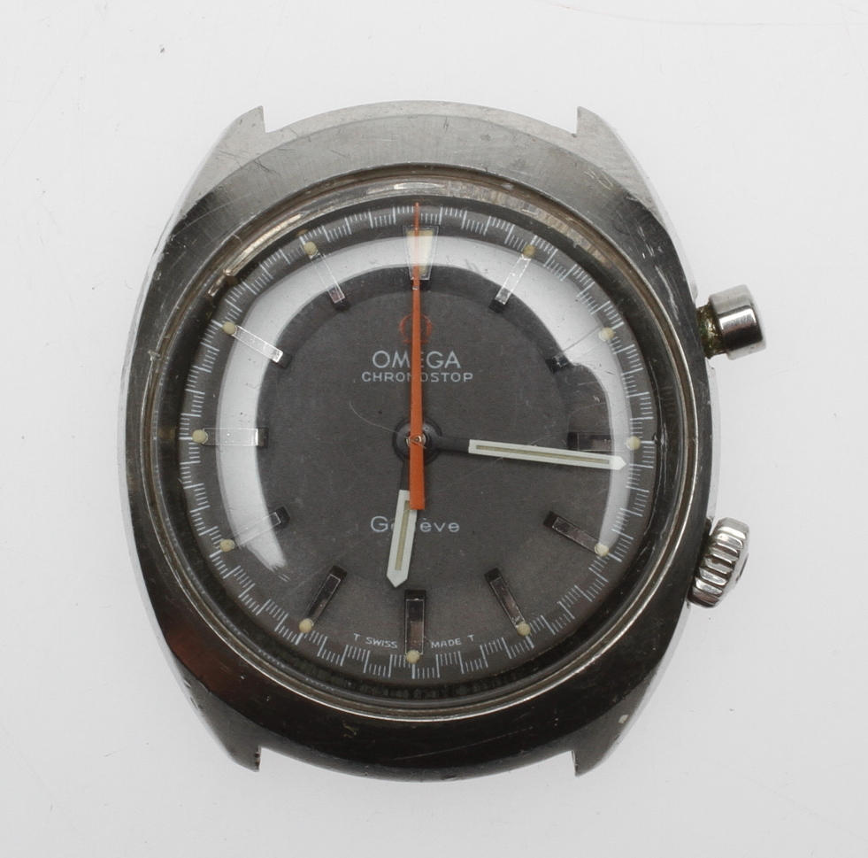 HERRARMBANDSUR, stål, Omega, Chronostop, 1960-talets slut.