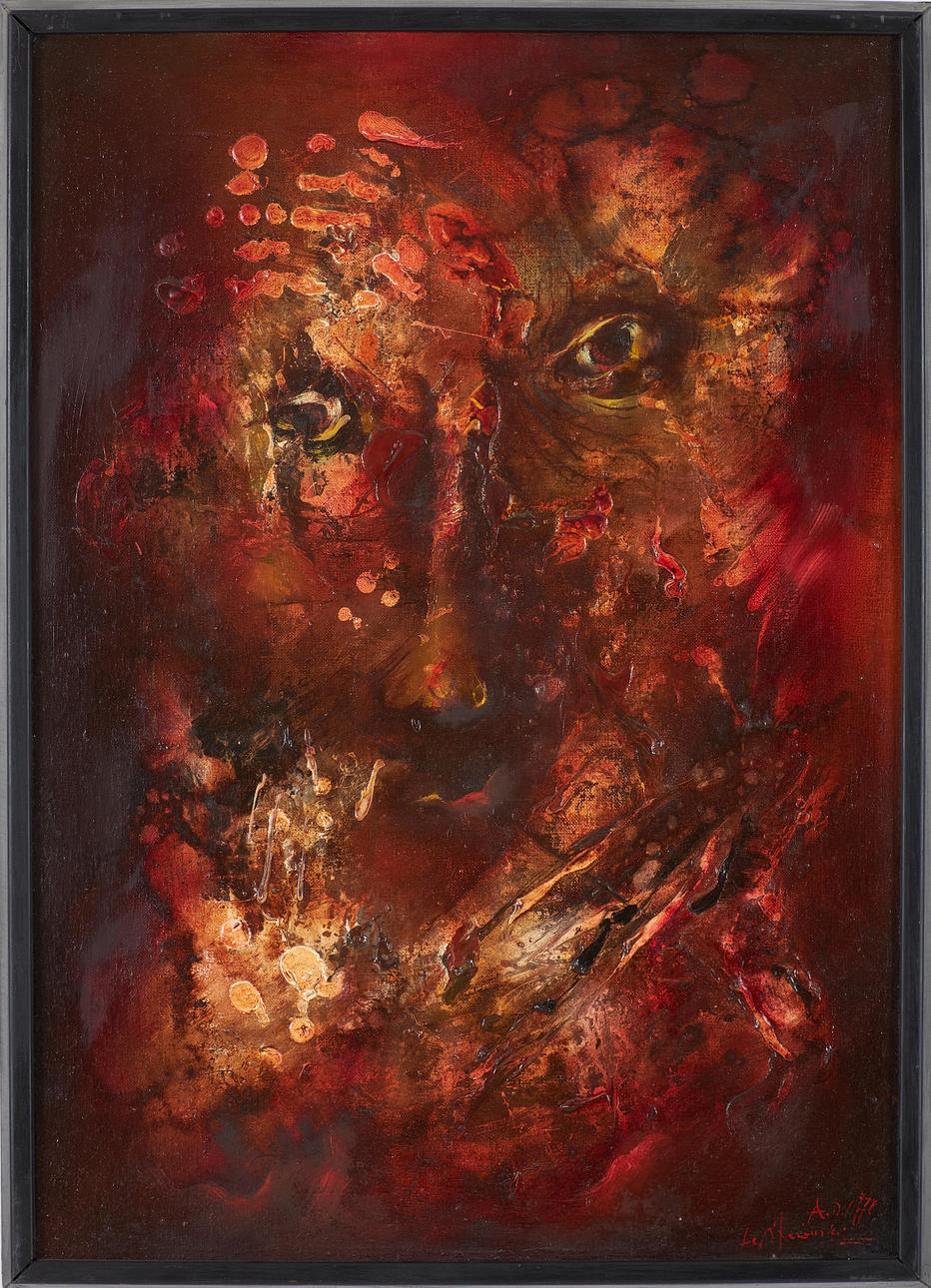 LECH RZEWUSKI (1941-2004). Abstract composition, mixed media on canvas, signed, dated 1976.
