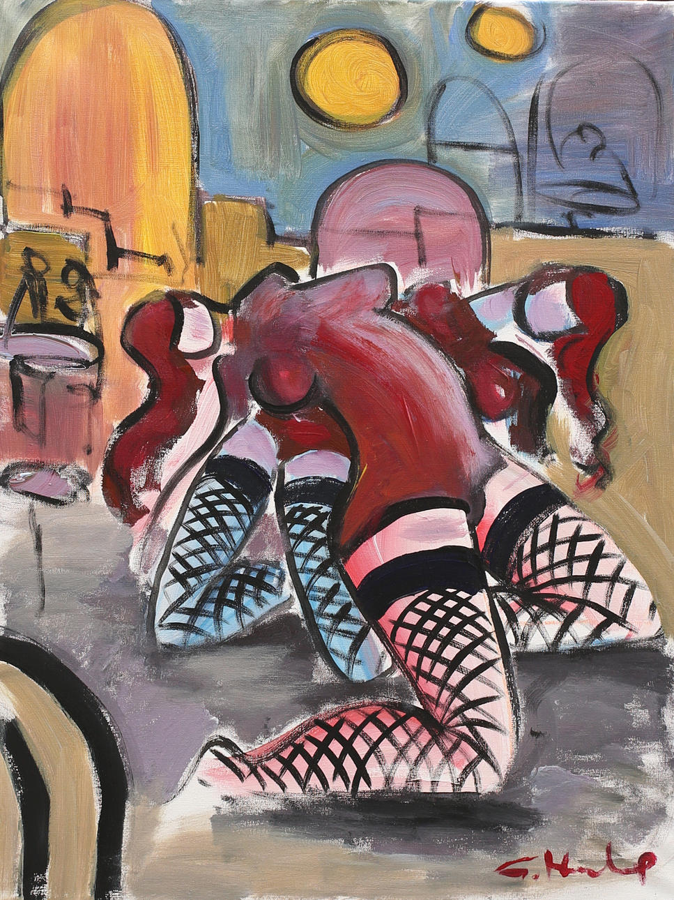 GÖRAN HAUSENKAMP. Modeller, akryl på duk, signerad G Hausenkamp.