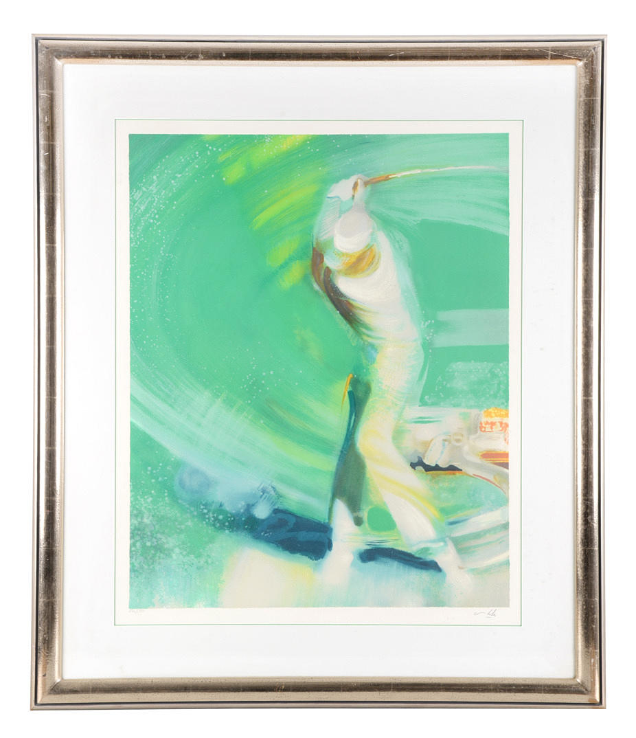 CLAUDE HEMERET. HANS ART. Intryck av en golfare som slår.