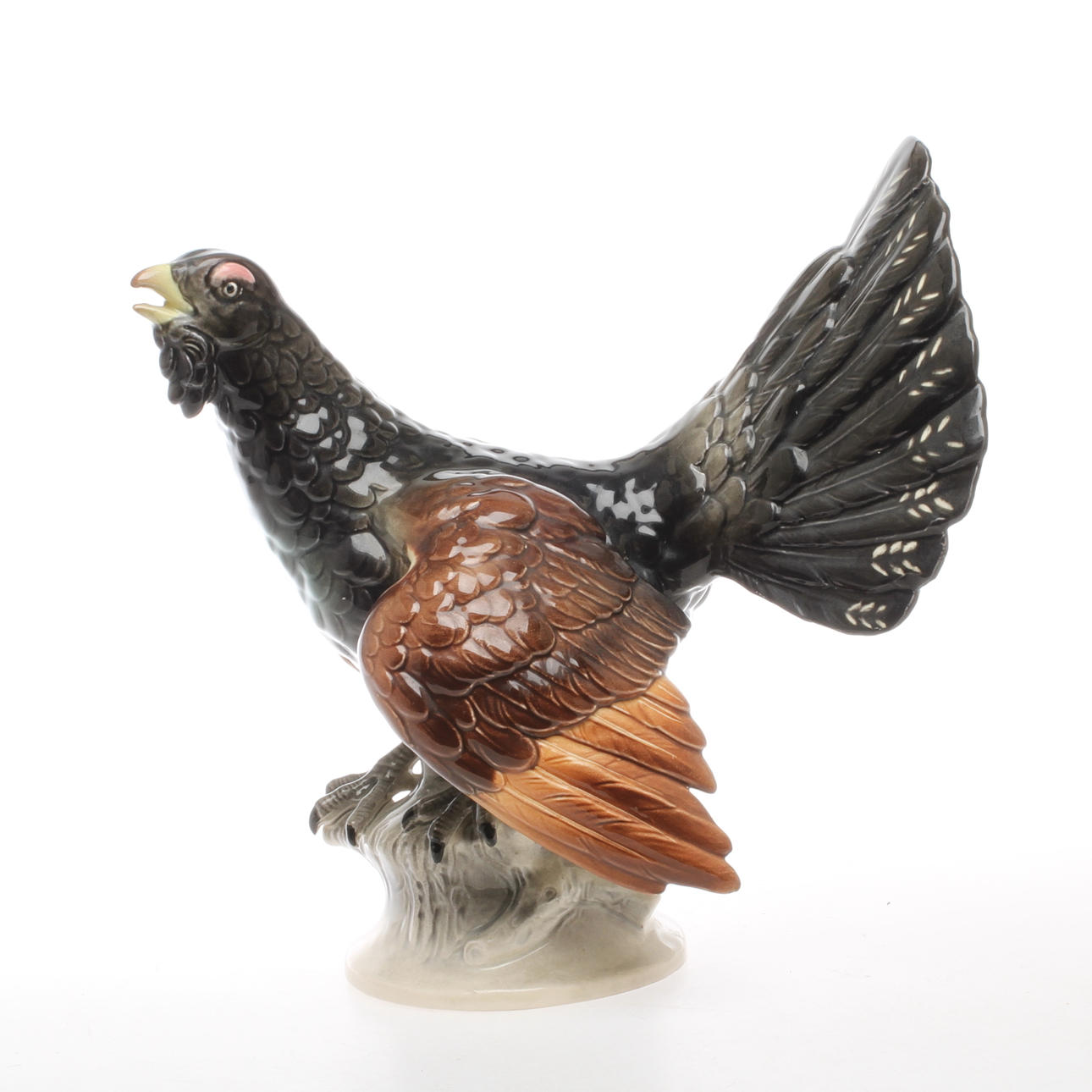 FIGURIN, porslin, tjäder, Hertwig, 1900-tal.