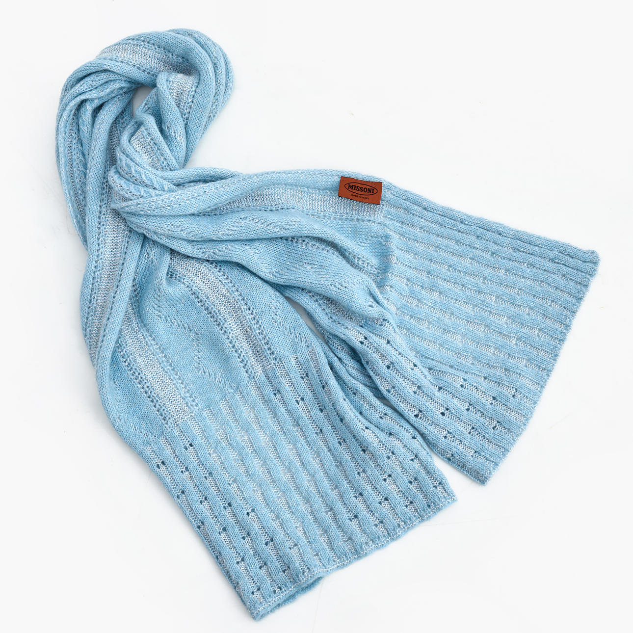 MISSONI. Scarf, blue, kidmohair.