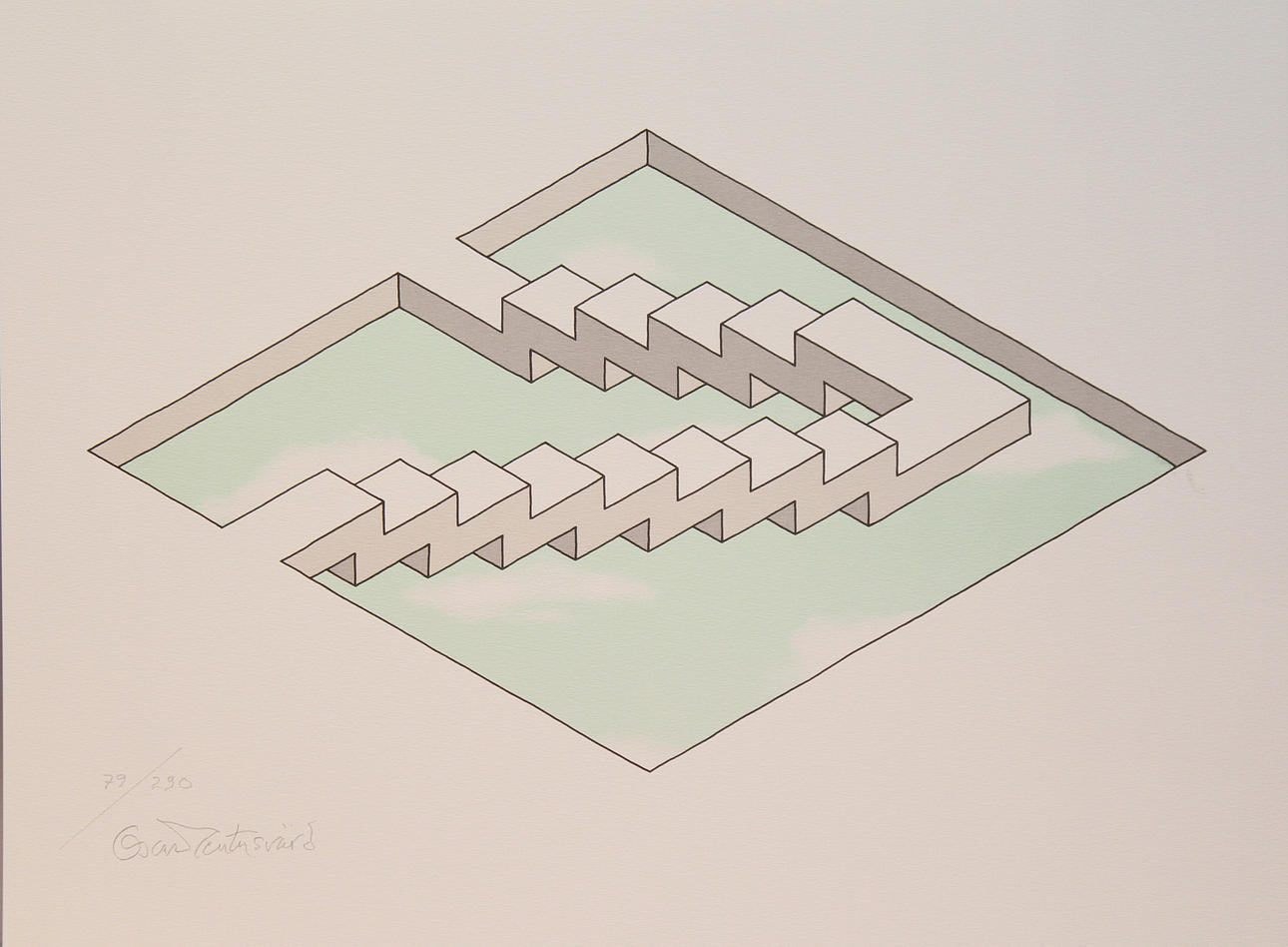 OSCAR REUTERSVÄRD. Omöjlig figur. Färglitografi. Signerad. 79/290.