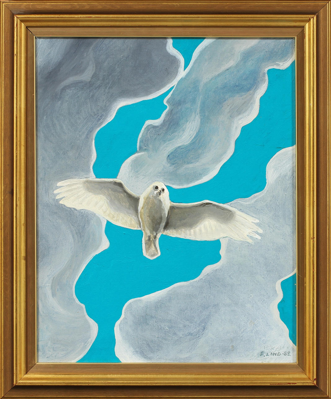 FOLKE LIND. Fågel i skyn. Olja på duk, signerad och daterad -82.