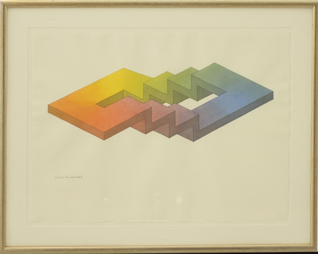 OSCAR REUTERSWÄRD. Geometrisk komposition, akvarell, signerad.