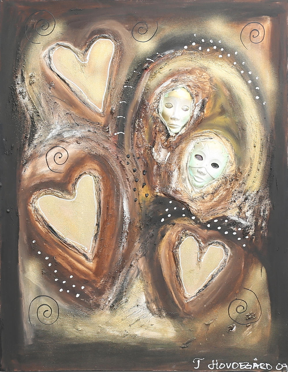 THERESE HOVDEGÅRD. Komposition. Blandteknik på canvas, signerad och daterad 09.