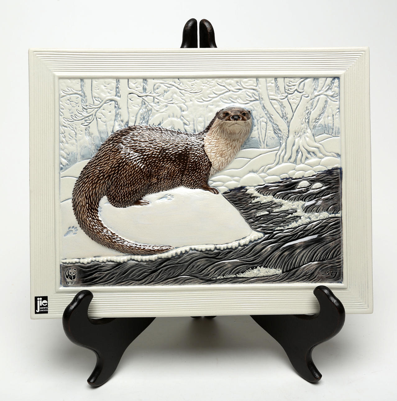 Wall mural, ceramic, Otter, Gantofta, WWF. in 1988.