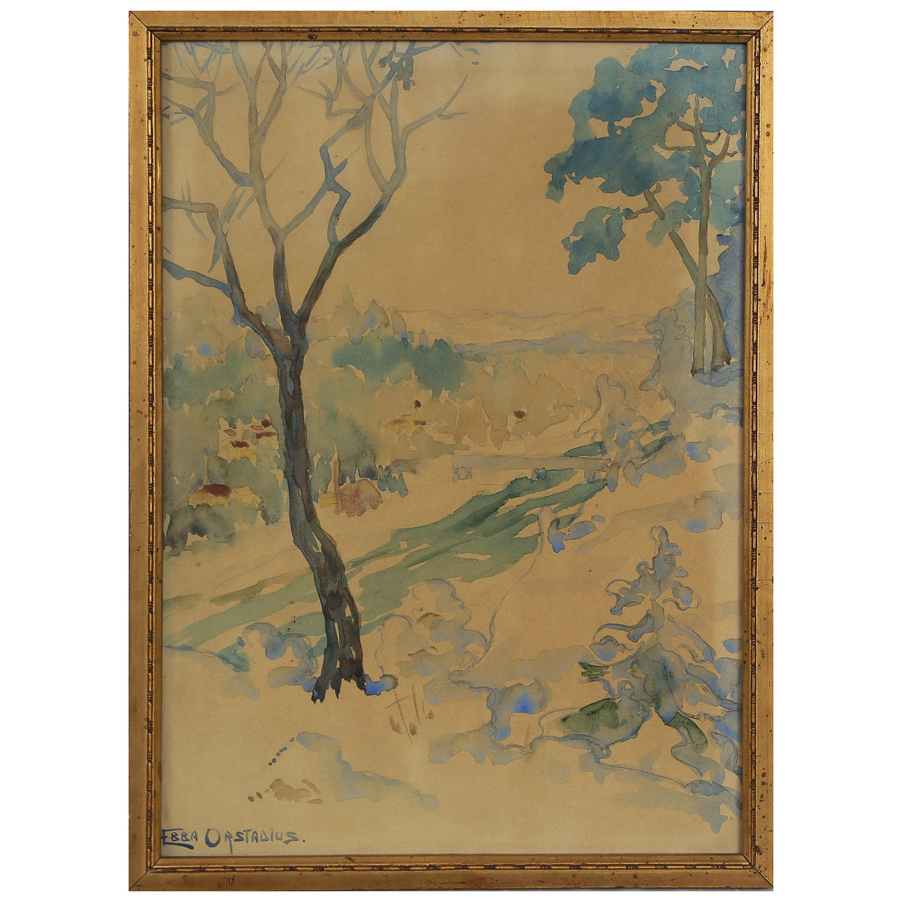 EBBA ORSTADIUS (1885-1960) WATERCOLOR, SIGNED.
