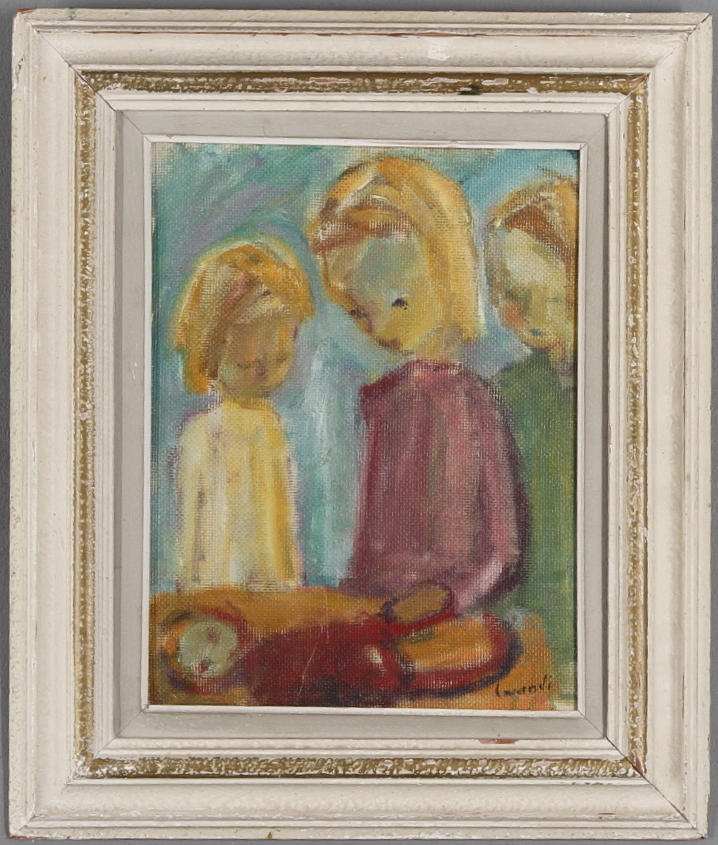 CURT CARENDI. Barn, olja på pannå, signerad.