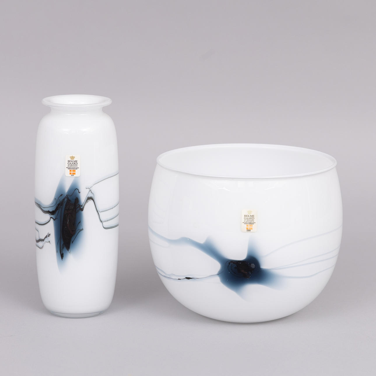 Two glass vases “Atlantis”, Michael Bang, Holmegaard.