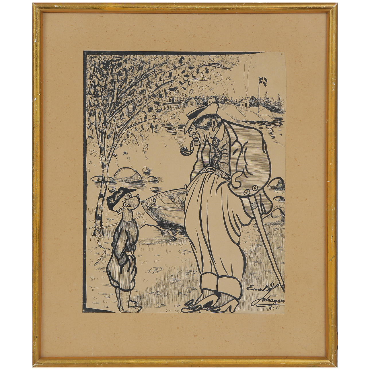 EVALD JOHANSON “CARICATURE” SIGNED.