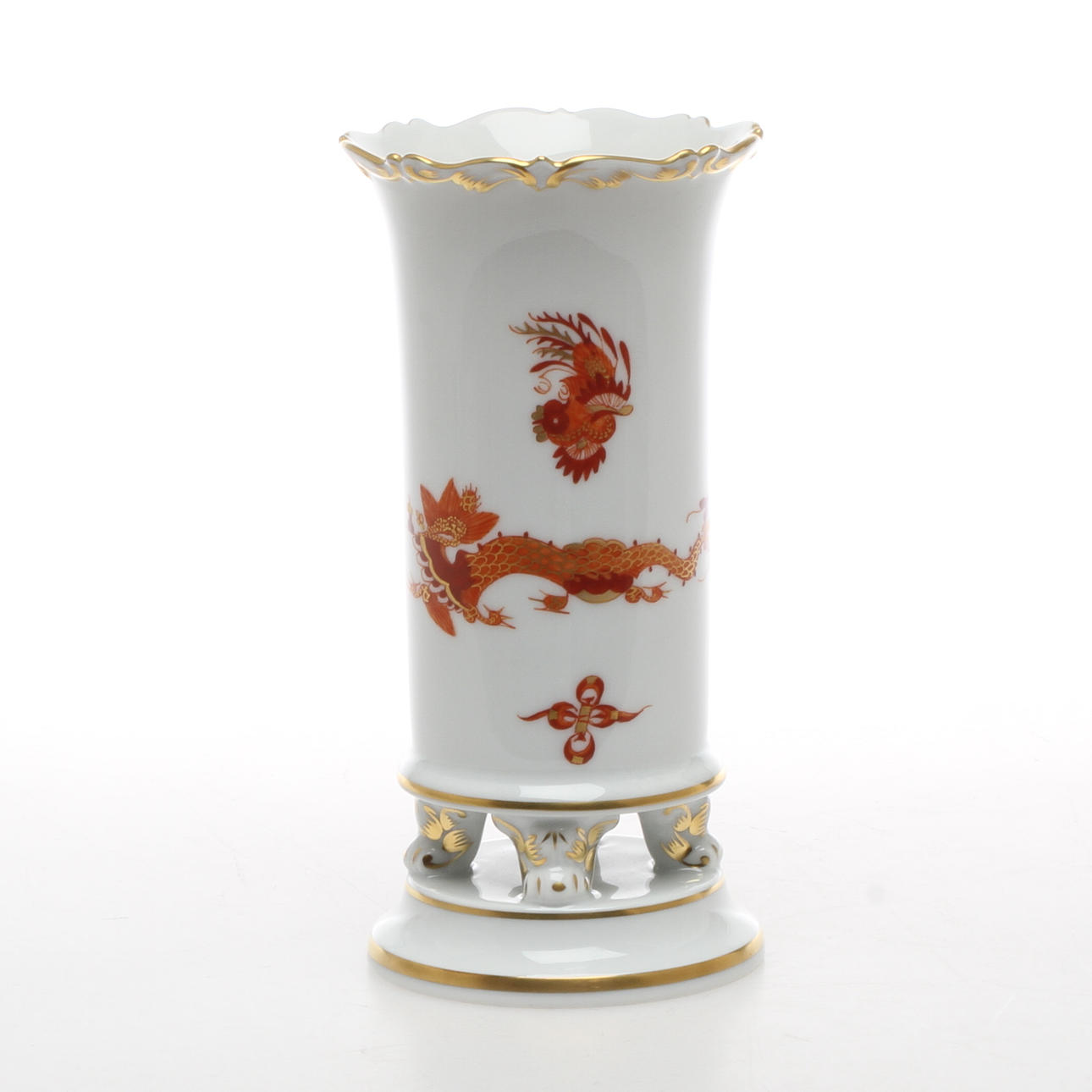 VAS, porslin, "Röd Drake", Meissen, 1900-tal.