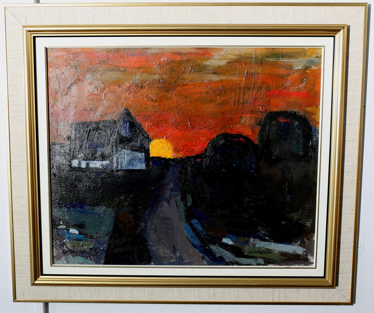 NILS INGVAR WALTERSTRÖM. Olja på duk, Solnedgång, signerad Walterström.